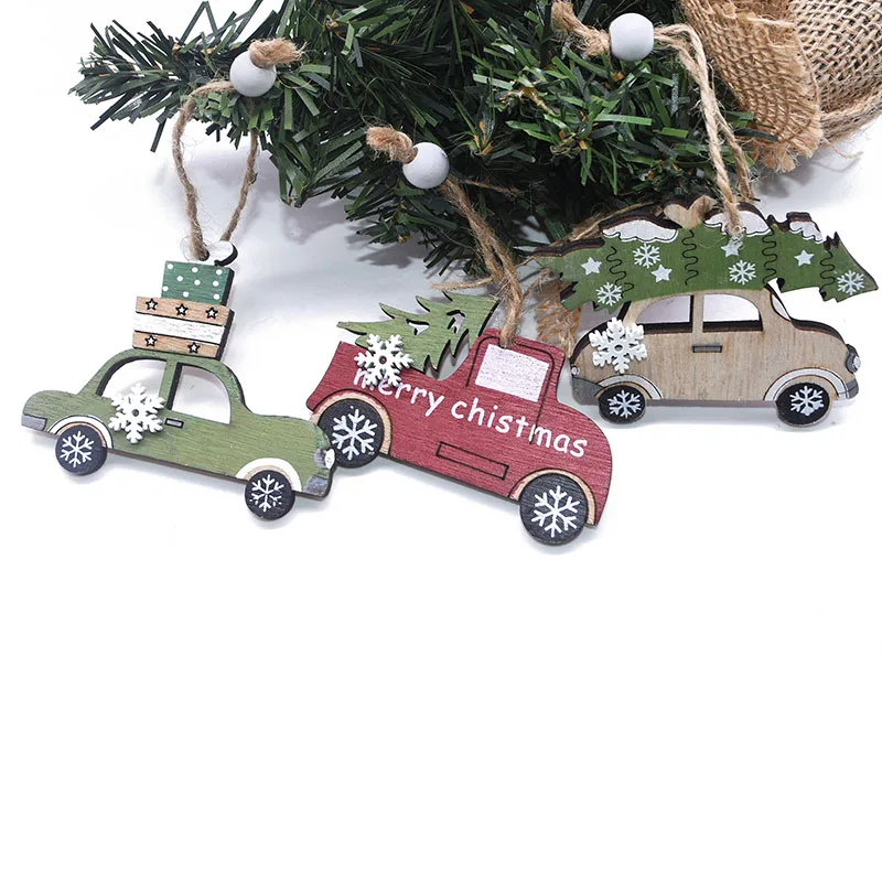 Новогодняя деревянная отделка домик на колесах подвеска "Олень" DIY деревянные поделки для рождественской вечеринки предметы домашнего обихода