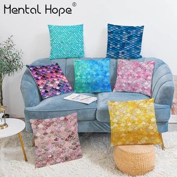 

Geometric Scales Printed Cushion Cover Home Decor Sofa Throw Pillow Cover Plush Square Decorative Pillowcase for Bed Car