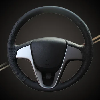 

Microfiber Leather Car Braid On The Steering Wheel Cover for Hyundai Solaris (RU) 2010-2016 Verna 2010-2016 i20 2009-2015 Auto
