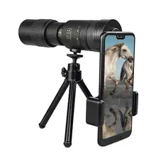 Telescópio monocular 4k super telefoto zoom 10-300x40mm telescópio com noite visionwaterproof para telefones inteligentes caça acampamento
