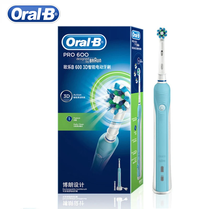 Oral B 3D Electric Toothbrush PRO600 Oral Hygiene Electric Rechargeable Tooth Heads Deep Clean 3D White Teeth Brush Head|Electric Toothbrushes| - AliExpress