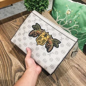 

New Unisex Day Clutch Fashion Retro PU Hnadbag Cool Luxury Designer Rivet Print embroidery Top Handle Wrist Purse Drop shipping