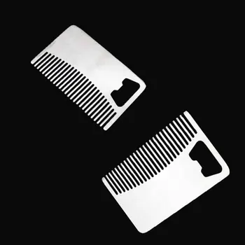 

New Metal Hair & Beard Comb with Bottle Opener Multi-purpose Credit Card Size Tool for Wallet and Pocket