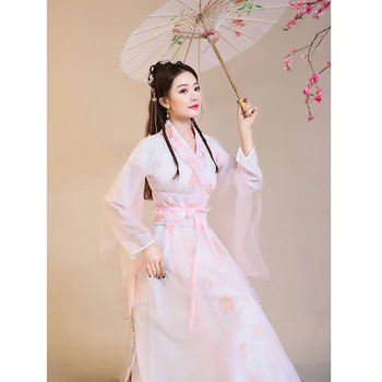 

2020 women hanfu dress chinese traditional tang suit folk dance stage costume ancient missy fairy dress performance clothing