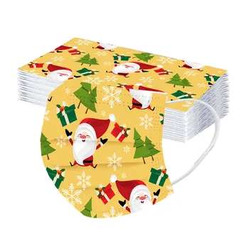 

50pc Christmas Printed Mask For Adult Disposable Face Mask 3 ply Non-woven Earhook Protection Mask Merry Christmas Mascara
