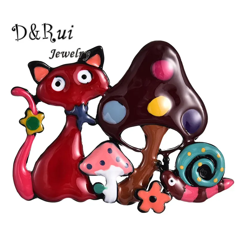 D & Rui ювелирные изделия Модные Мультяшные красные броши кошки и булавки для детей