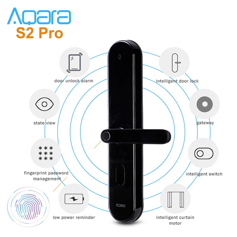  Xiaomi Aqara S2 Pro Smart Intelligent Door Lock Password Fingerprint Key Unlock APP Real-Time Monit