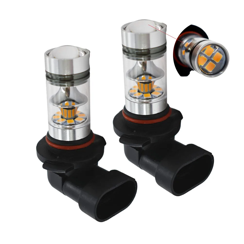 2 PCS 100W H10 9140 9145 9055 LED  3000K Orange Fog Lights Driving Bulbs w#2 