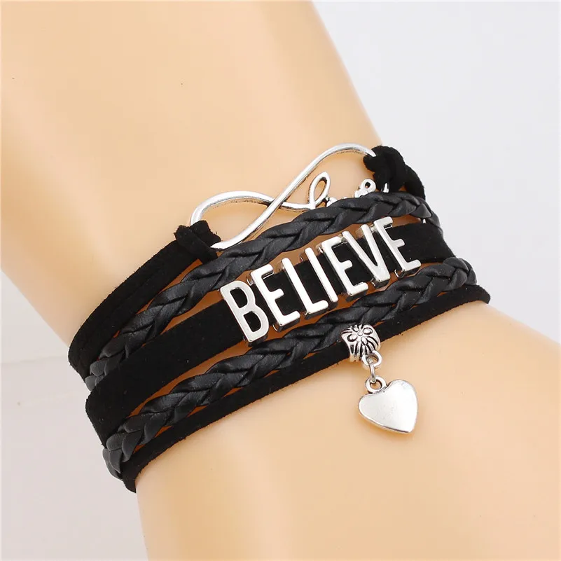 Браслет BELIEVE Letter Infinity многослойный браслет с сердечками кожаные браслеты ручной