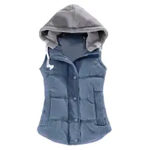 80% HOT SALES !!! Women Casual Autumn Winter Sleeveless Warm Thicken Hooded Cotton Waistcoat Vest
