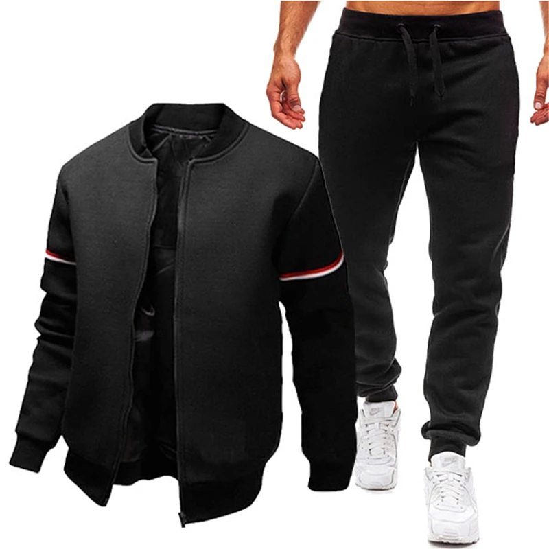 2021 Autumn Tracksuit Men's Set Sportswear 2 Piece Sets Sports Suit Jacket+Pant Sweatsuit Male Tracksuit Plus Size S-4XL