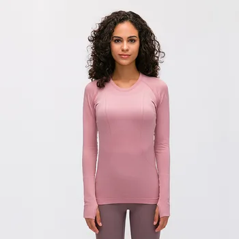 

New Women's Long Sleeve Round Neck Sports T-Shirt Running Fitness Top Slim Fit Breathable Yoga Long Sleeve Yoga Tops Women