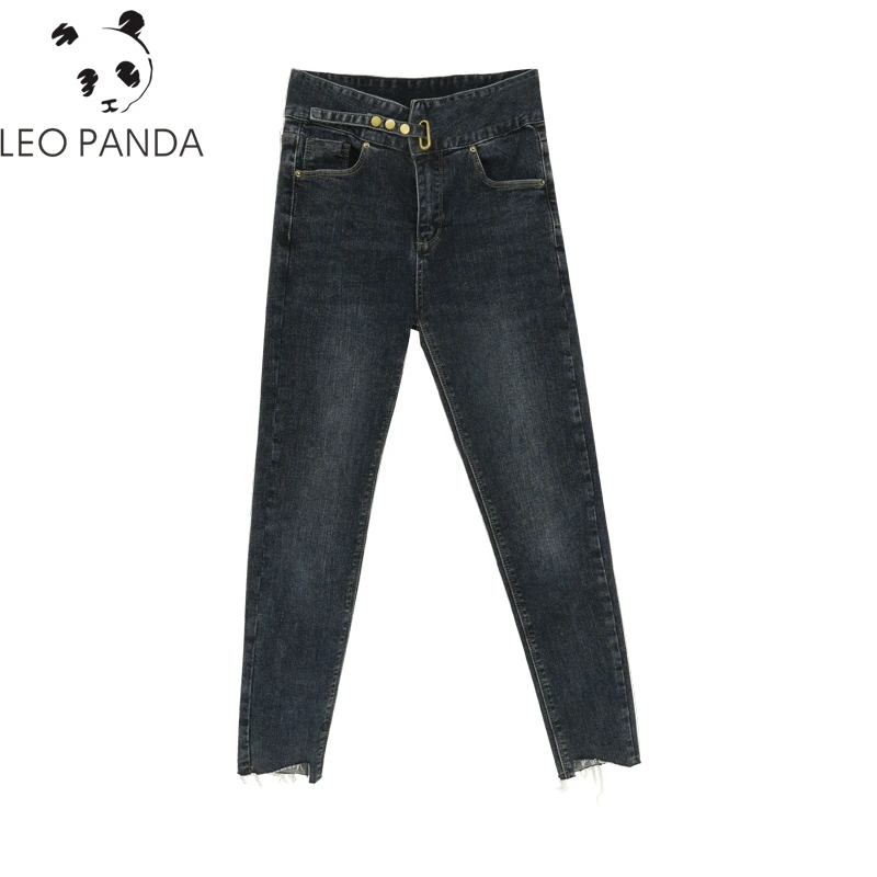 Женские узкие джинсы черные стрейч с высокой талией и поясом 2019 | Женская одежда