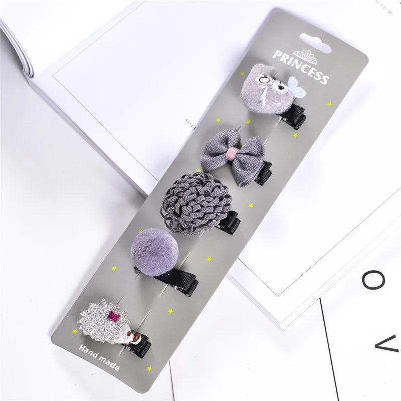 16Gray Flower 2/5 шт./набор, Детские милые повязки на голову с изображением совы, милые заколки для волос с рисунком единорога для девочек, заколки для волос, Детские милые повязки на голову - Цвет: 16Gray Flower