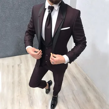

Custom Navy Blue Slim Fit Wedding Costume Suit for Men Groom Suits Tuxedos 3 Pieces Groomsmen Party Suits Wedding Tuxedo for Man