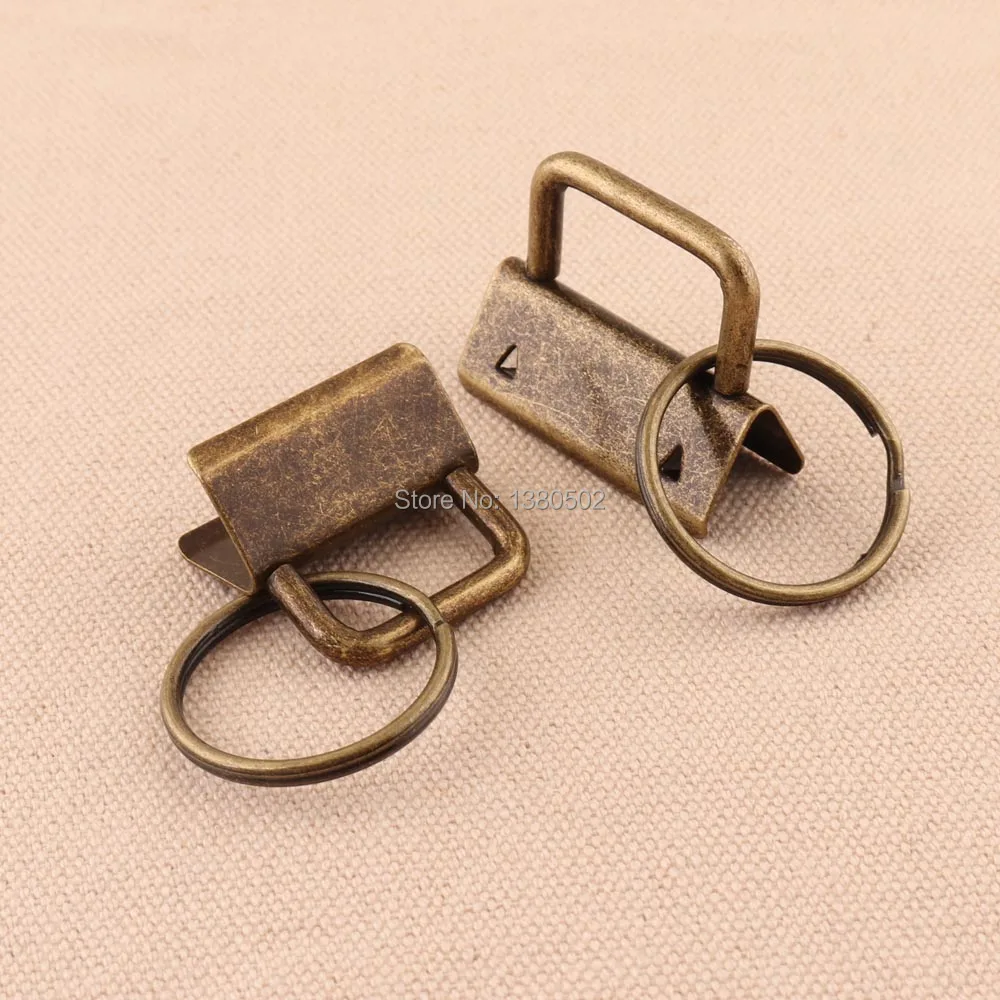 20pcs /lot 25/32mm Key Fob Hardware bronze color with key ring split ring For wristlets with fabric ribbon webbing