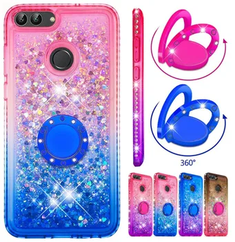 

Glitter Quicksand Phone Case With Ring For LG Stylo 5 4 Q Stylus Stylus4 Gradient Color Back Cover Sequins Diamond Shell E03H