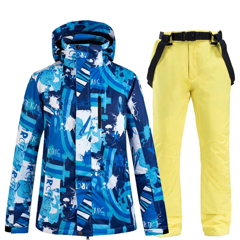 Уличная спортивная одежда, мужской зимний костюм, одежда для сноубординга, водонепроницаемый ветрозащитный зимний лыжный костюм, комплекты, куртки+ нагрудники, зимние штаны