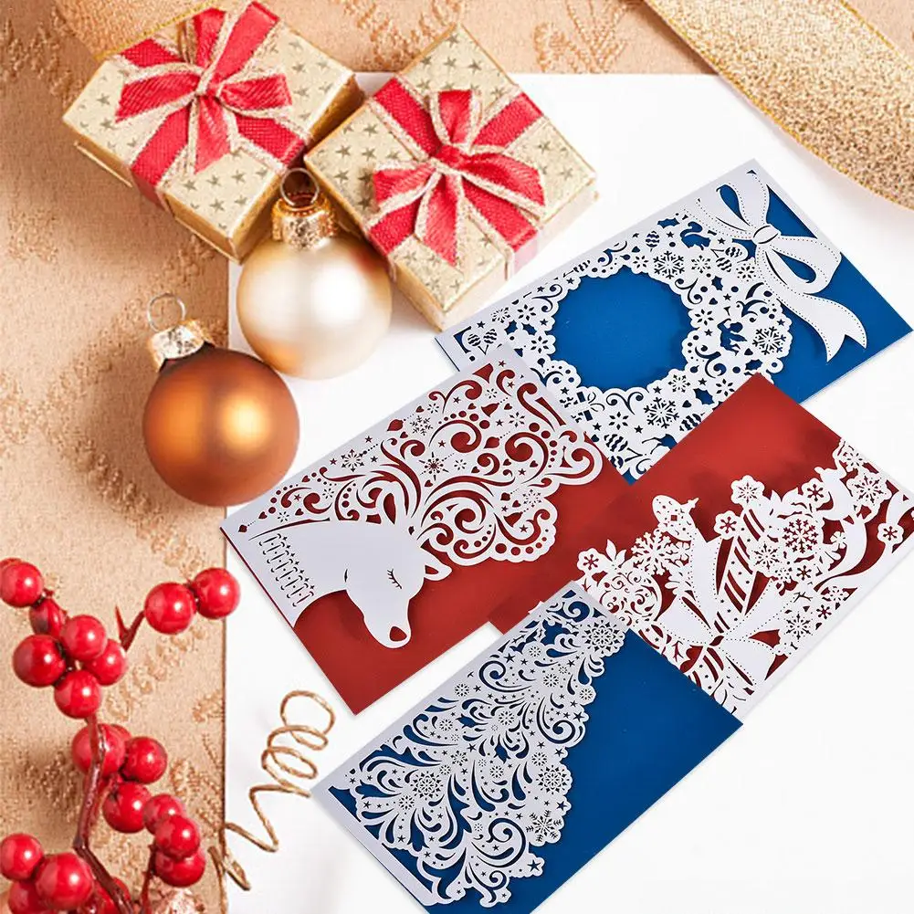  Christmas Cutout Invitation Color 3D Openwork Greeting Card With Envelope - 4.00038E+12