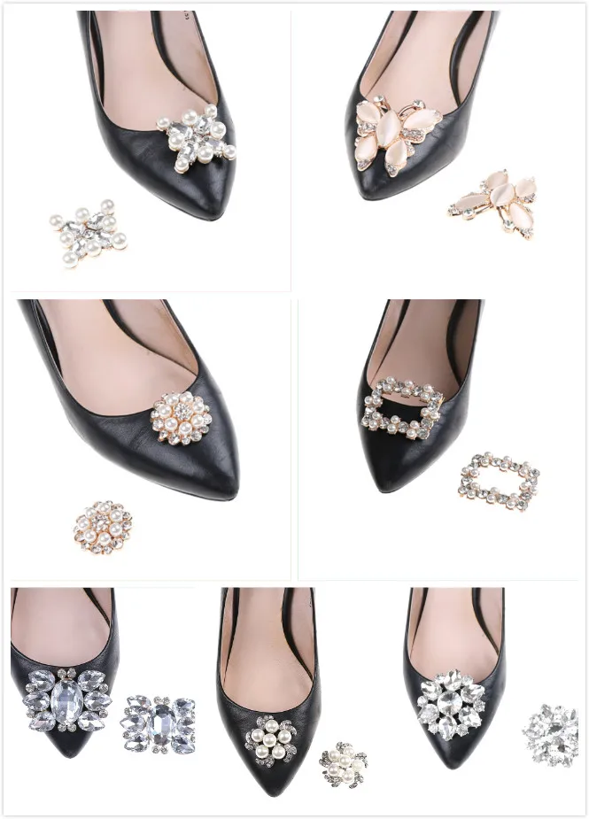10 Styles New Crystal Shoe Clip Decoration Faux Pearl Shoe Clips Decorative Accessories Bridal Shoes Rhinestone Clip Buckle