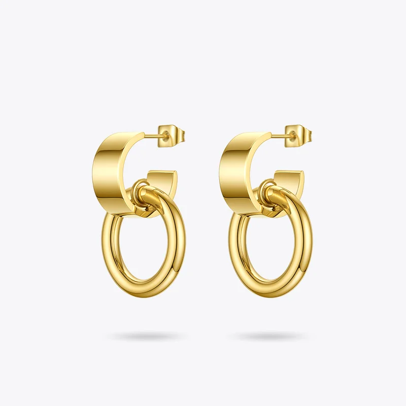

ENFASHION Curved C Circle Drop Earrings For Women Gold Color Stainless Steel Geometric Earings Fashion Jewelry 2020 Gifts E1183