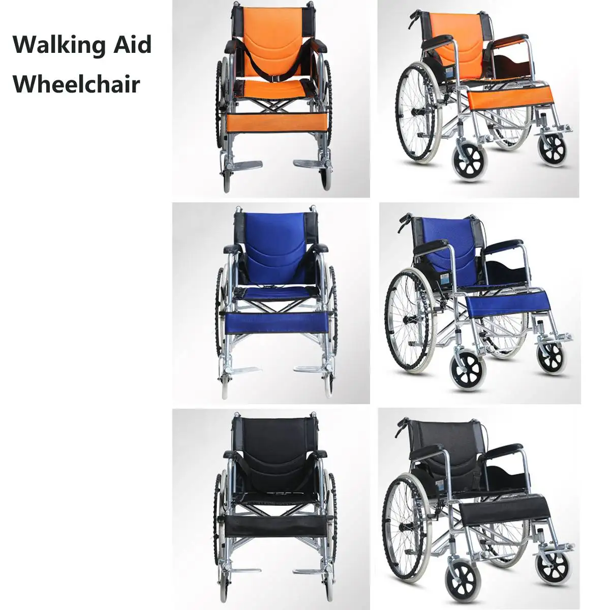 

Hot 3 Color UPGRADED 24'' Aluminum Foldable Lightweight Medical Wheelchair Footrest Backrest Transport Folding ark Brakes Wheelc