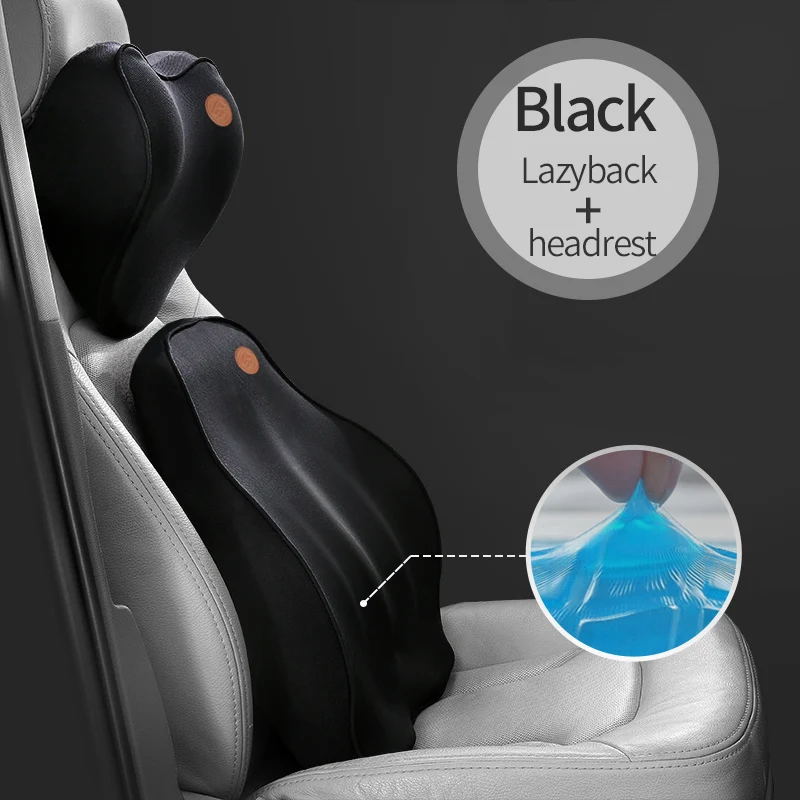 Black set Новая Автомобильная подушка для шеи, универсальная подушка для сиденья, подголовник, подушка для головы с эффектом памяти, Автомобильная подушка для отдыха, подушка для путешествий, аксессуары для автомобиля, интерьер - Цвет: Black set
