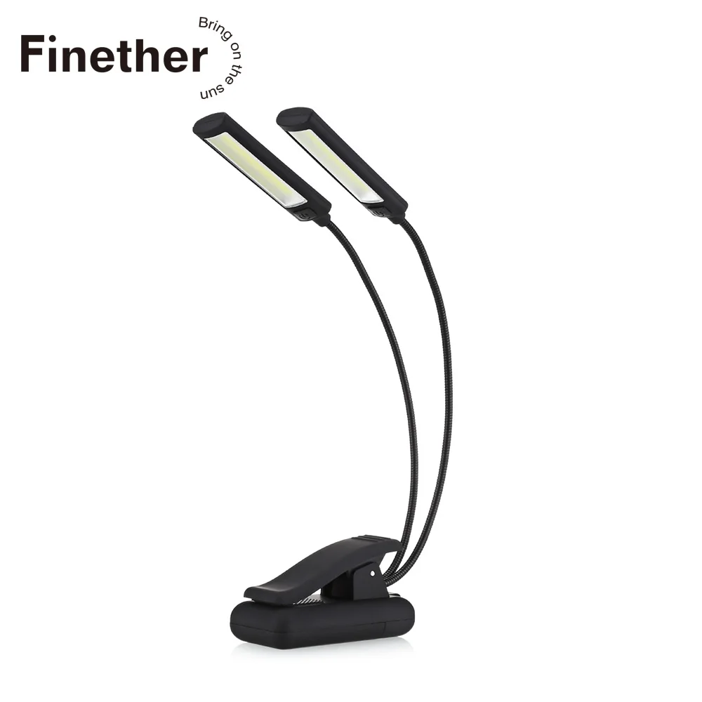  Dimmable Led Book Reading Table Lamp Dual Arms Flexible Clip on Book USB AAA Battery Powered For St - 32856849639