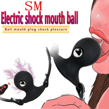 Electric Shock Mouth Gag Vibrators For Women Gag Ball BDSM Bondage Restraints Oral Open Mouth Plug Sex Toy for Women Accessories 2