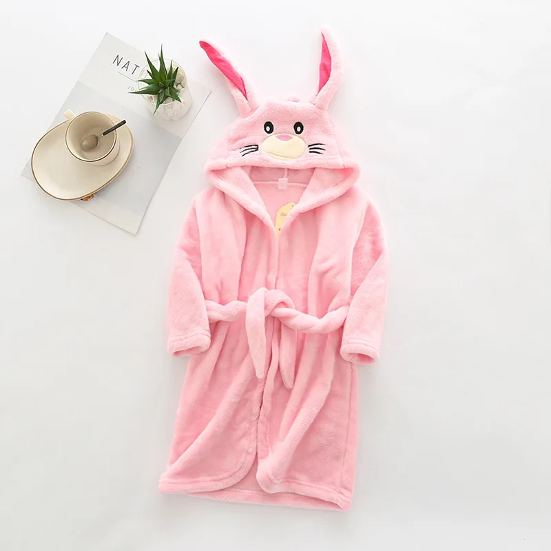 Baby Girls Boys Robes Children Bathrobe Hooded Cap Soft Velvet Robe Pajama Kids Coral Warm Clothes Baby Lovely Home Clothes