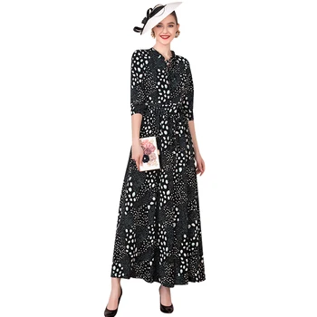 

Summer Fashion Long Dress Women Dots Evening Party 1/2 Sleeves Ankle-Length Ladies Maxi Gown Runway Dresses DZ2192