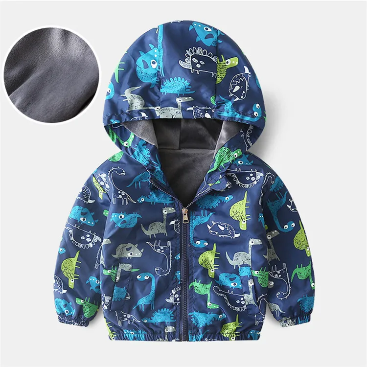 Benemaker/флисовая ветровка для девочек и мальчиков; сезон осень; цветное пальто с героями мультфильмов; детская верхняя одежда; куртки От 2 до 8 лет; детская верхняя одежда с капюшоном; YJ155 - Цвет: Blue Dinosaur 2