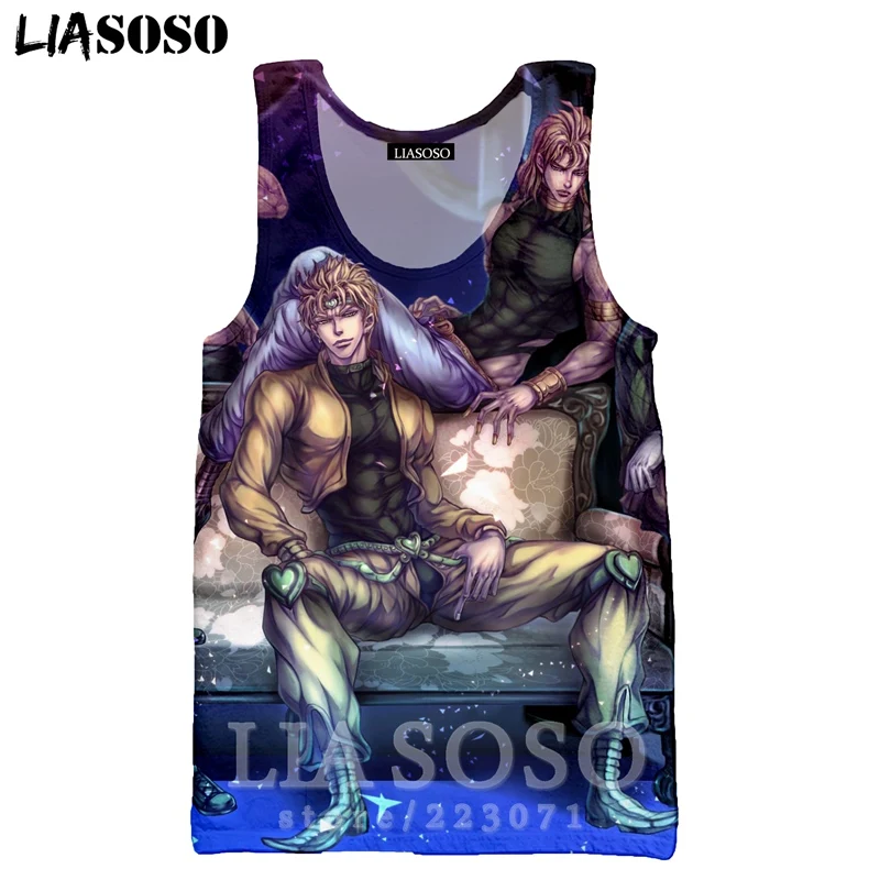 1 LIASOSO, новинка, для мужчин и женщин, Kujo Jotaro, толстовка, 3D принт, аниме, JoJo, Необычные приключения, жилет с круглым вырезом, майка, пуловер без рукавов, A317 - Цвет: 1