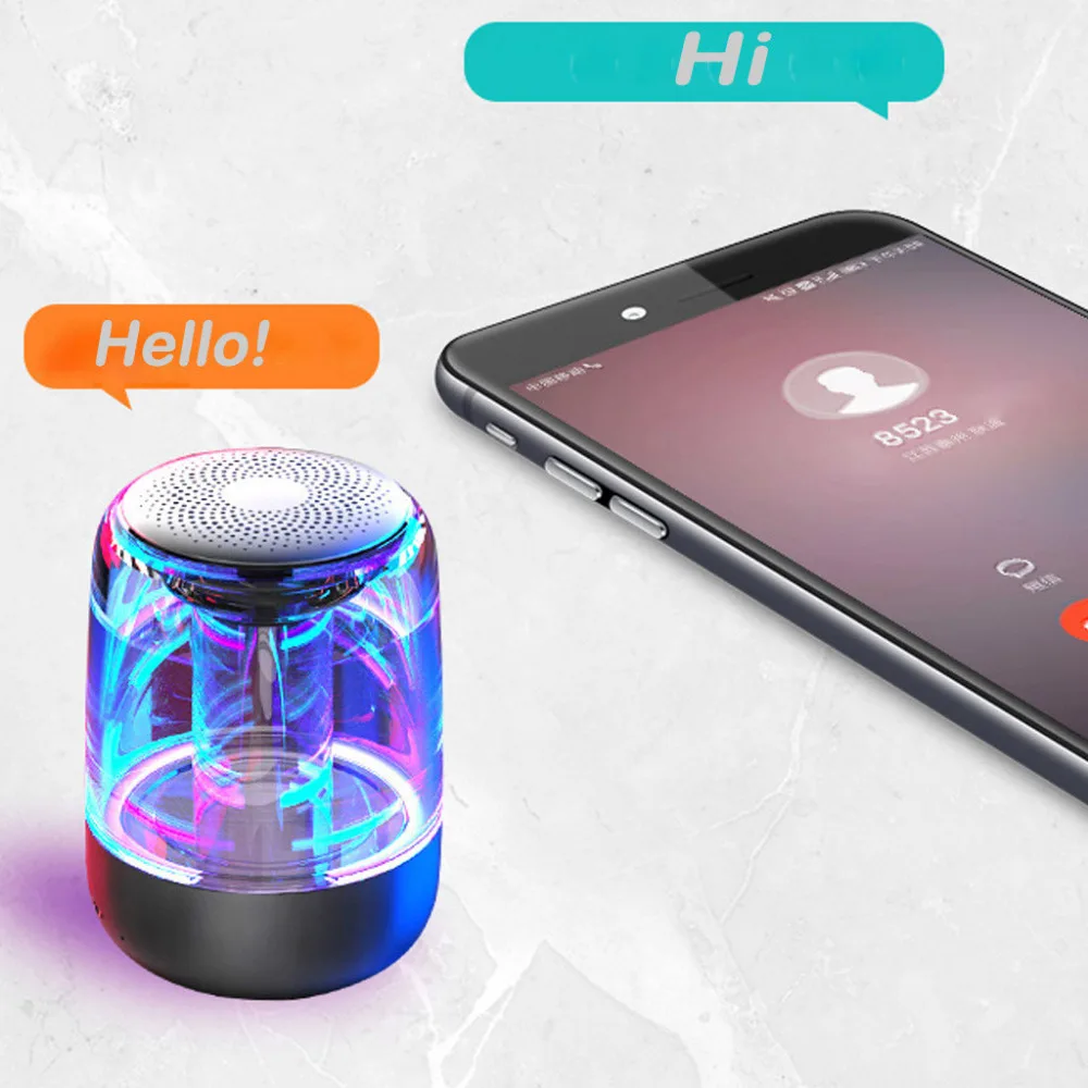 Portable Wireless Transparent RGB LED Blueteeth Speakers HD HiFi Powerful Sound WMic Hands Free Home Outdoor Speaker 40AUG6 (12)