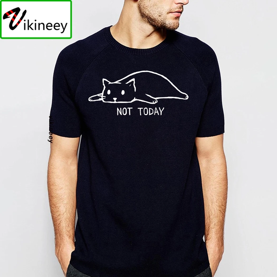 Not Today смешные мужские футболки с принтом кошки летние хлопковые топы коротким