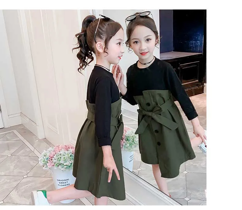 School New Girls Dresses 2019 Teenage Children Patchwork Dress Autumn Spring Girl Dress Baby Princess Dress Toddler Clothes (4)