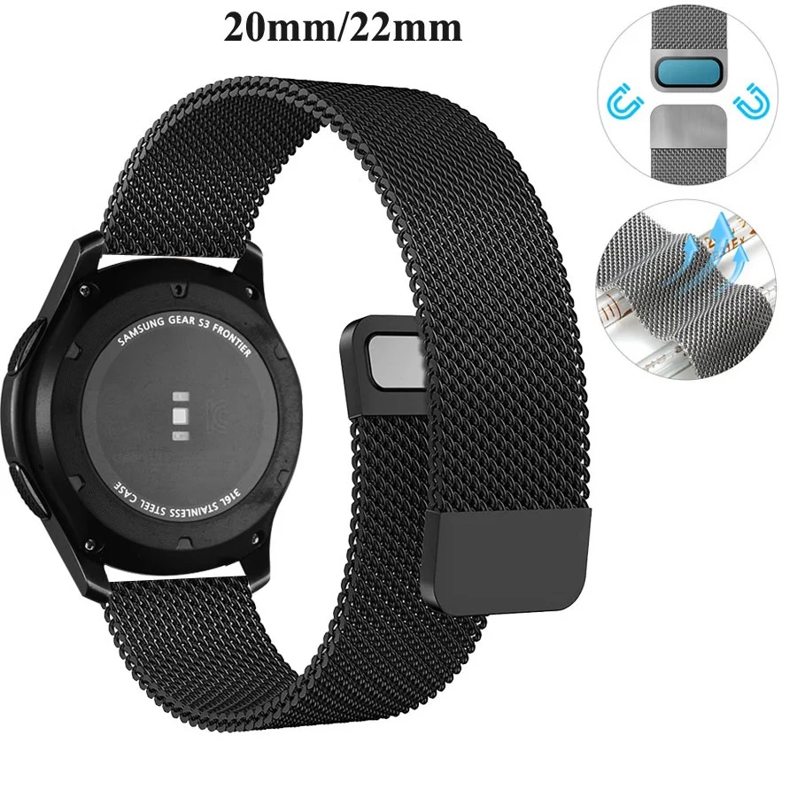 

New Upgrade Milanese Stainless Steel Strap for Huami Amazfit GTS 2 /GTS2 2e Bip GTR Pop Pro WatchBand for 20mm 22mm Band