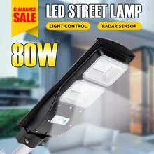 80 Вт светодиодный настенный светильник на солнечных батареях IP65 Солнечный уличный светильник+ радар PIR датчик движения 2 в 1 открытый прожектор лампа сад виллы светильник ing
