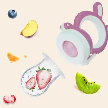 

Baby Chewing Toy Fruit And Vegetable Teether Silicone Bite Bag Feeder