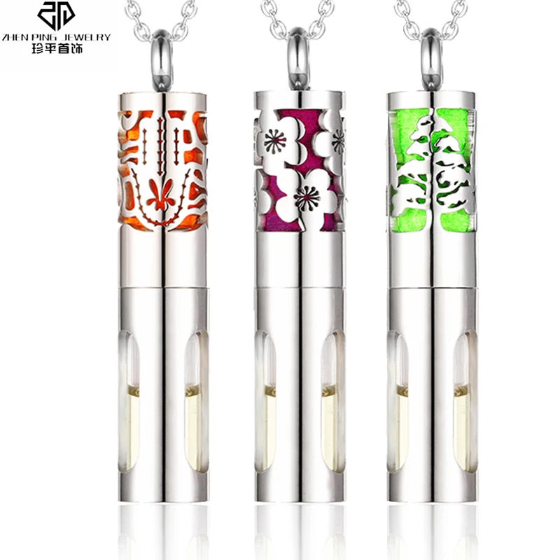

Stainless Steel Essential Oil Diffuser Necklace Stainless Steel Aromatherapy Diffuser Glass Bottle Pendant Perfume Jewelry