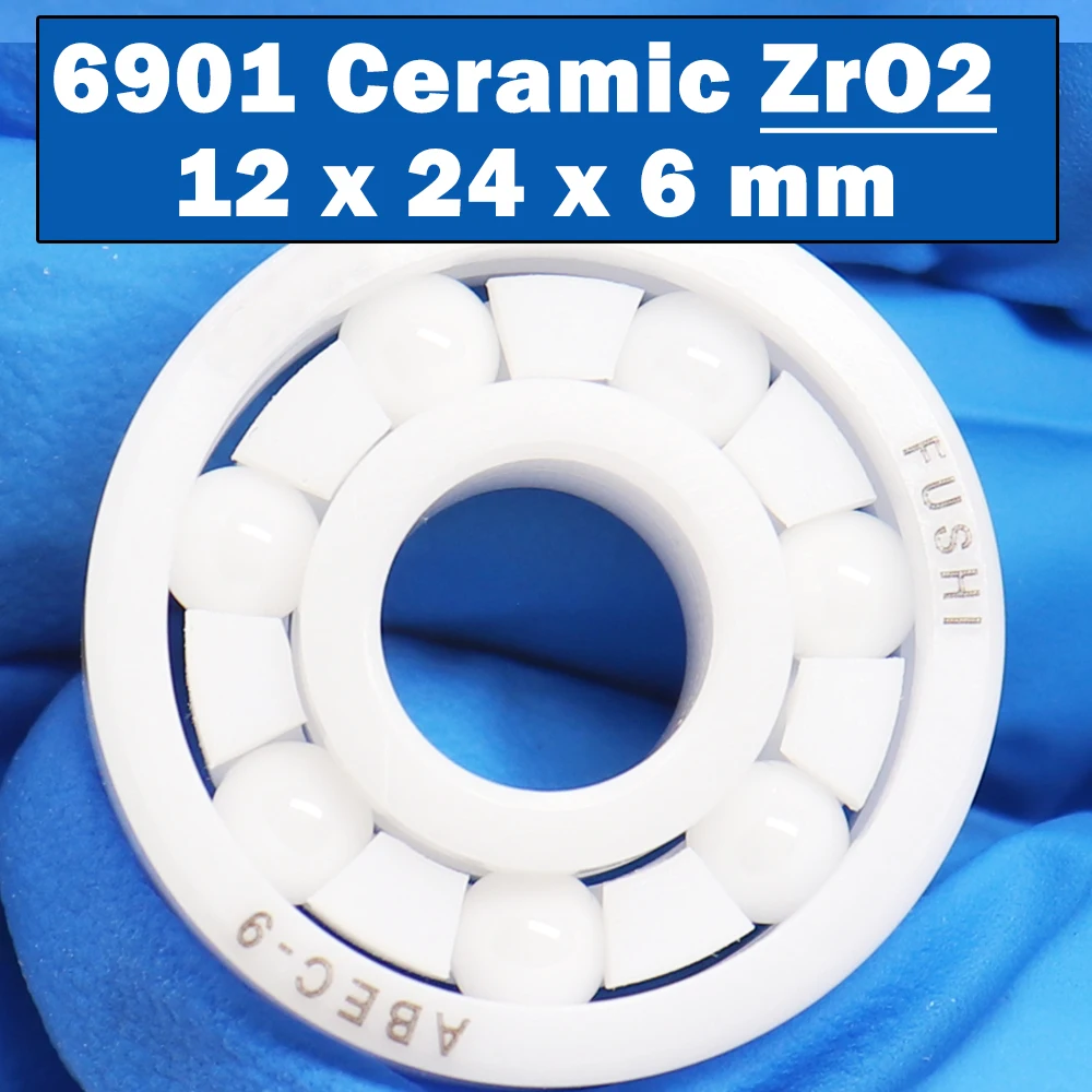 

6901 Full Ceramic Bearing ( 1 PC ) 12*24*6 mm ZrO2 Material 6901CE All Zirconia Ceramic 6901 Ball Bearings