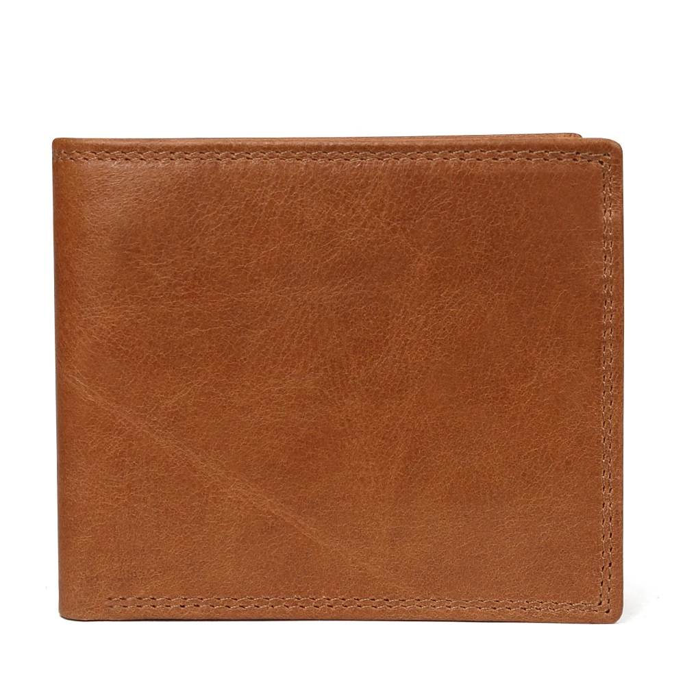 Genuine Leather Men Wallets Reteo Copper Zipper Vintage Short Wallet Coin Pocket Purse Cowhide Leather Rfid Wallet For Men