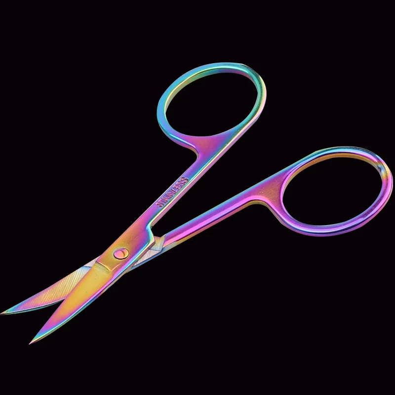 Eyebrow Scissors Manicure Scissors Facial Hair Scissors Beauty Scissors Chameleon Curved Head Eyebrow Scissor Makeup Trimmer Facial Hair Remover Manicure Scissor Nail Cuticle Tool