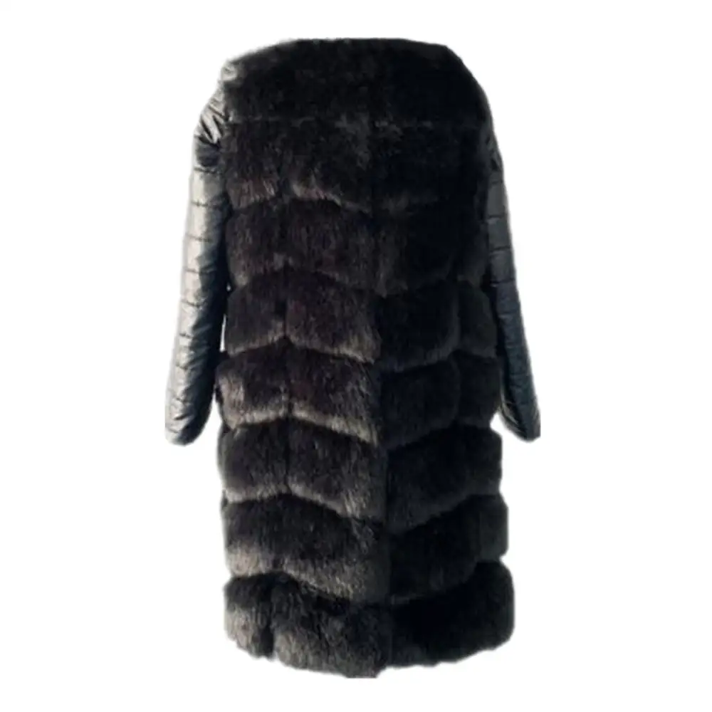 90 см зимняя меховая куртка Верхняя одежда новое поступление теплая женская шуба из искусственного лисьего меха с полиуретановым рукавом высокая имитация лисьего меха куртка верхняя одежда