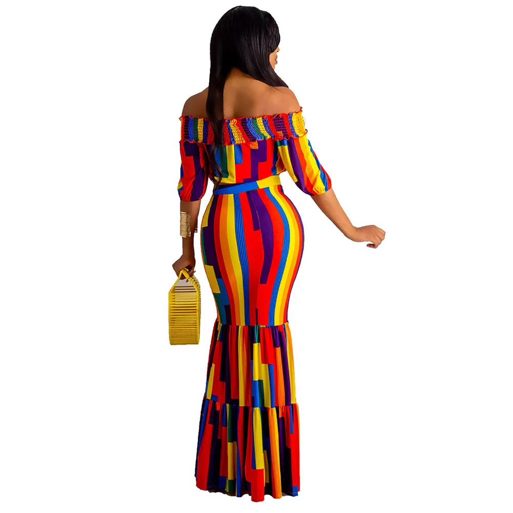 BOHISEN африканская Дашики макси платья для женщин вечерние женские платья футболка с коротким рукавом Африканский принт одежда для женщин юбки