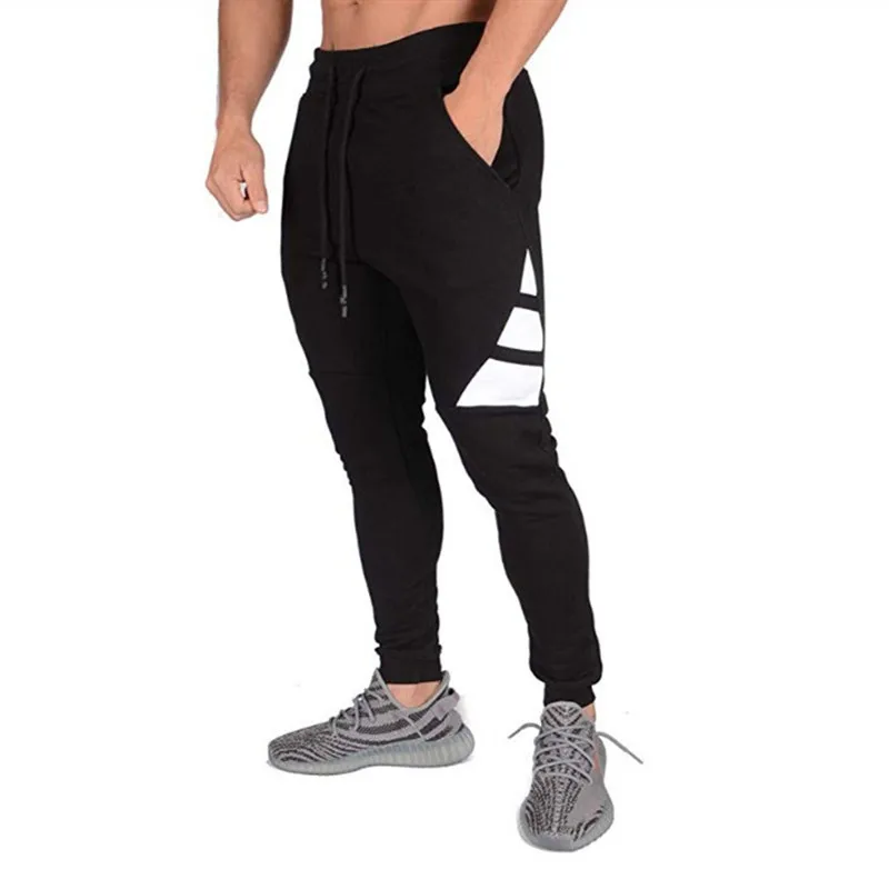 Новинка, мужские Модные спортивные штаны для фитнеса, мужские тренировочные брюки для бодибилдинга, повседневные бегуны, Спортивная уличная одежда размера плюс XXL - Цвет: Black
