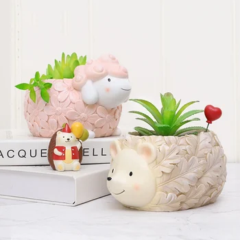 

Garden Miniature Landscape Resin Flowerpot Desktop Flowerpot Cartoon Animal Succulent Plant Flowerpot Home Decorations