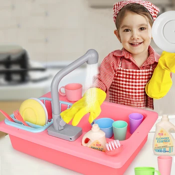 

Kid Kitchen Set Toy Simulated Electric Dishwasher Table Plastic Pretend Play Kitchen Toys Set Safe Cute Children Girl Toy Gift