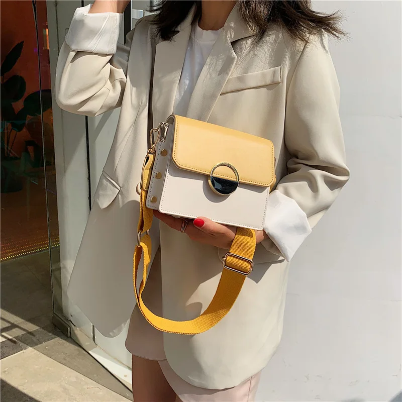 

Hit color broadband women's bag new 2019 Korean version tide 100 shoulder oblique satchel fashion silk scarf small square bag