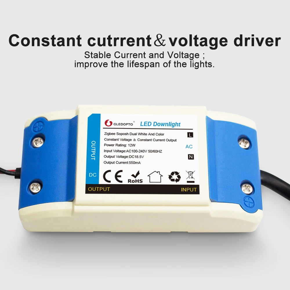 GLEDOPTO zigbee smart downlight plus RGB+CCT 6W/9W/12W light  work with zigbee hub, echo Voice control wall switch remote  LED